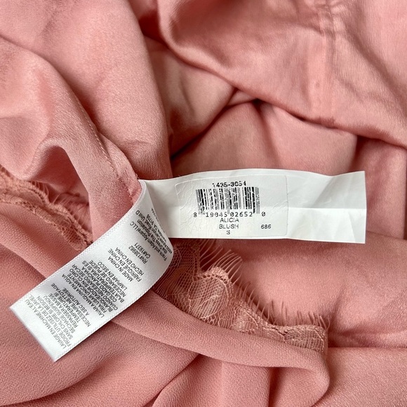 Dress the Population Alicia Dress Blush Pink Chiffon Midi Twirl V-Neck Size S - Picture 12 of 13